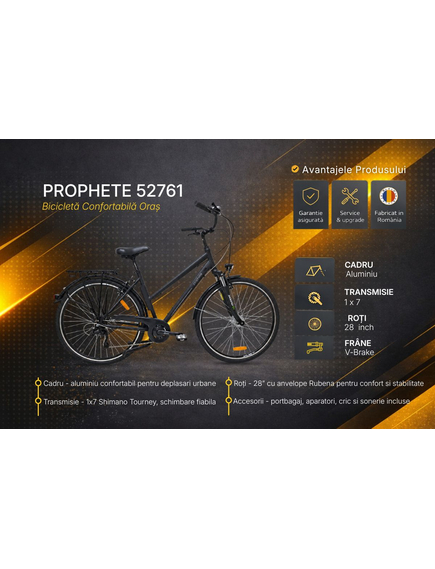 Bicicleta Oras Prophete 52761 - 28 inch. L. Negru