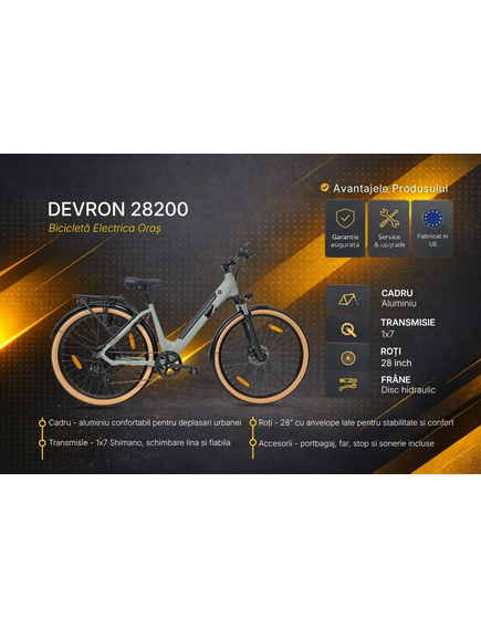 Bicicleta electrica Oras Devron 28200 - 28 inch, L, Gri Deschis