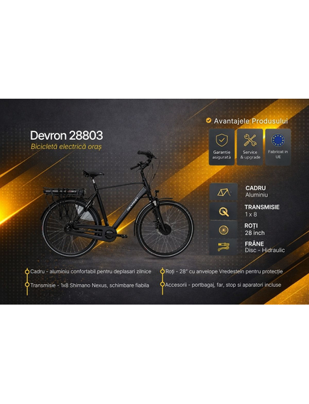 Bicicleta electrica Oras Devron 28803 - 28 inch. XL. Negru