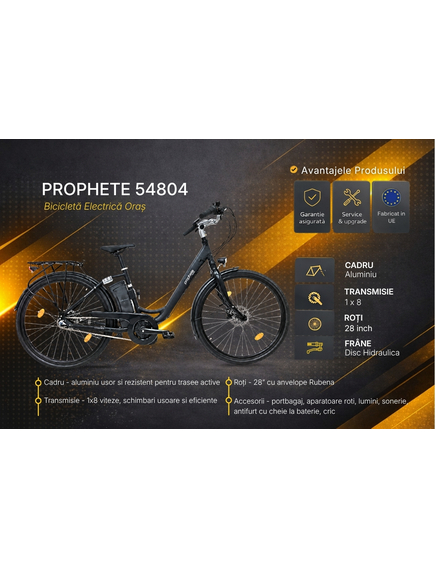 Bicicleta electrica Prophete 54804 - 28 inch, M, Negru