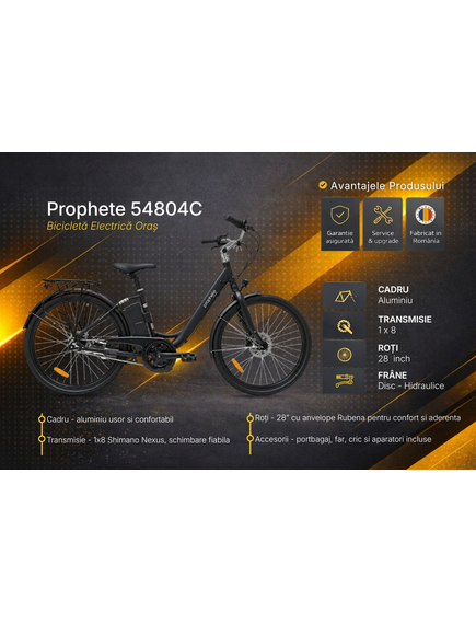 Bicicleta electrica Prophete 54804C - 28 inch, M, Negru
