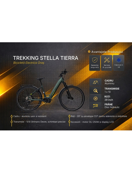 Bicicleta electrica Trekking  Stella Tierra - 29 inch, 10V, L, Verde mat