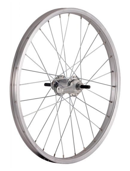 Roata Bicicleta Spate Luna 20", 406X21, Alu Simpla, Argintie Natur, Butuc Torpedou Metal, 28H, 3/8, Old13195