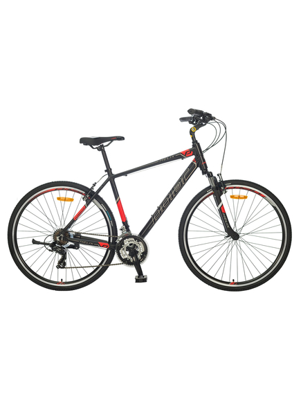 Bicicleta Trekking Polar Helix - 28 Inch, XL, Negru-Rosu, Culoare produs: Negru/Rosu, Marime produs: XL