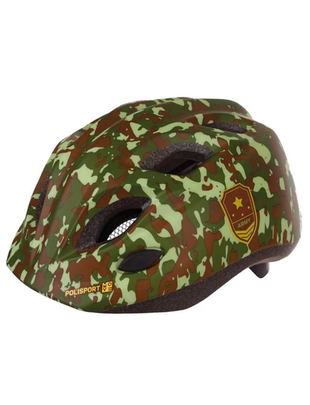 Casca Ciclism Copii Cu Led Polisport Army - 52-56 cm, S, Verde, Culoare produs: Verde