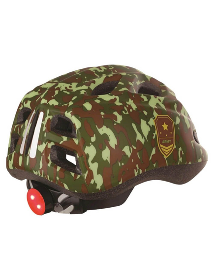 Casca Ciclism Copii Cu Led Polisport Army - 52-56 cm, S, Verde, Culoare produs: Verde, imaginea nr. 2